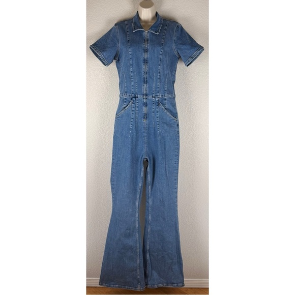 Free People We The Free Women's Jayde Flare Jumpsuit, Sunburst Blue, size XL - Picture 2 of 16